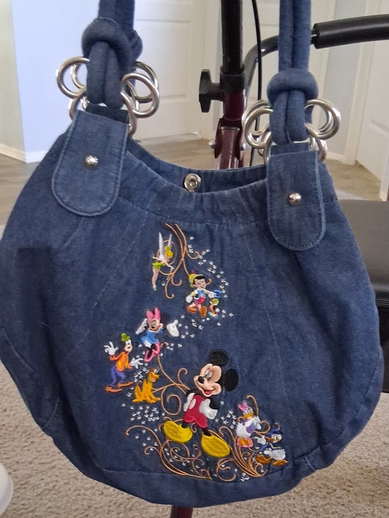 Disney Handbags - Disney Denim Mickey & Friends Embroidered Shoulder Bag - Blue